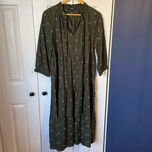 NWT Madewell Tie-Neck Tiered Midi Dress in Stardot